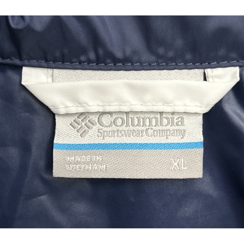 Columbia Windbreaker Jacket Women's XL Navy Blue White Colorblock Red Accents - Picture 2 of 4